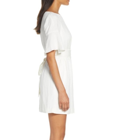 Eliza J Bell-Sleeve Pompom Sash Linen Blend Dress - Picture 5 of 14